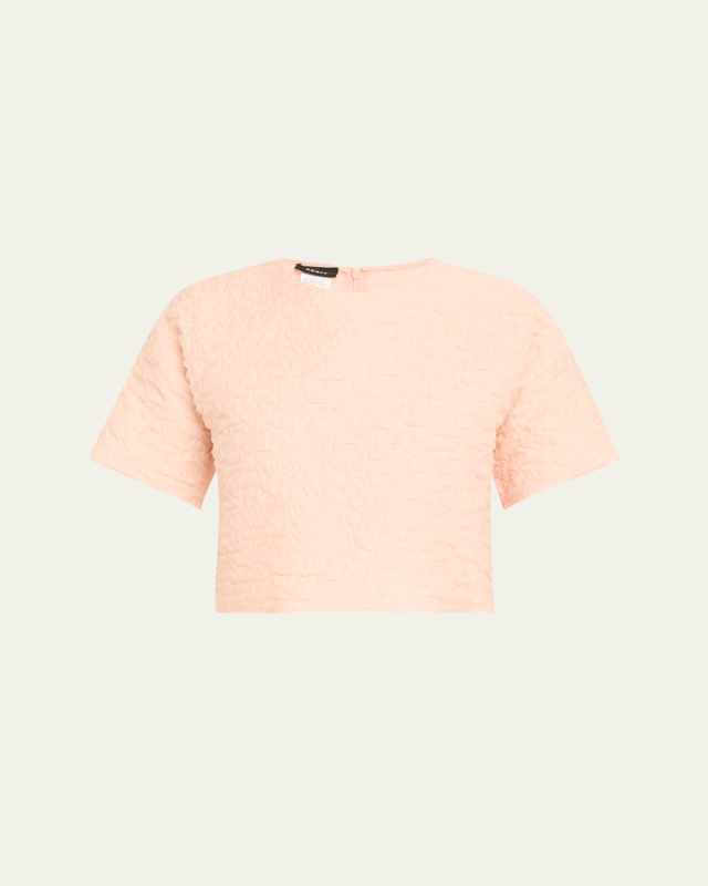 3D Bubble Organza Short-Sleeve Top